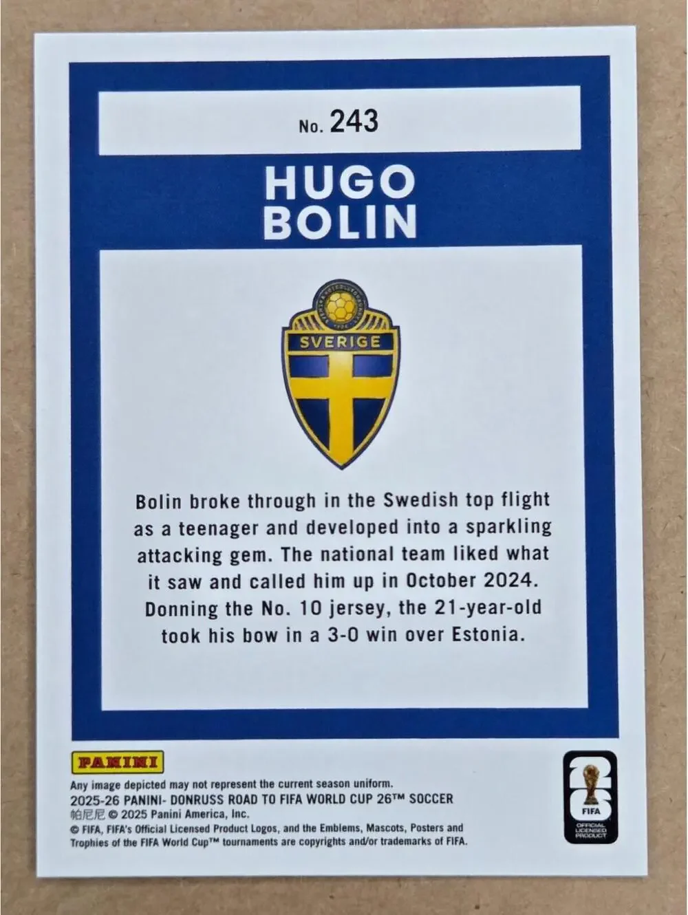 Hugo Bolin RR 2025-26 Donruss Road to FIFA World Cup #243